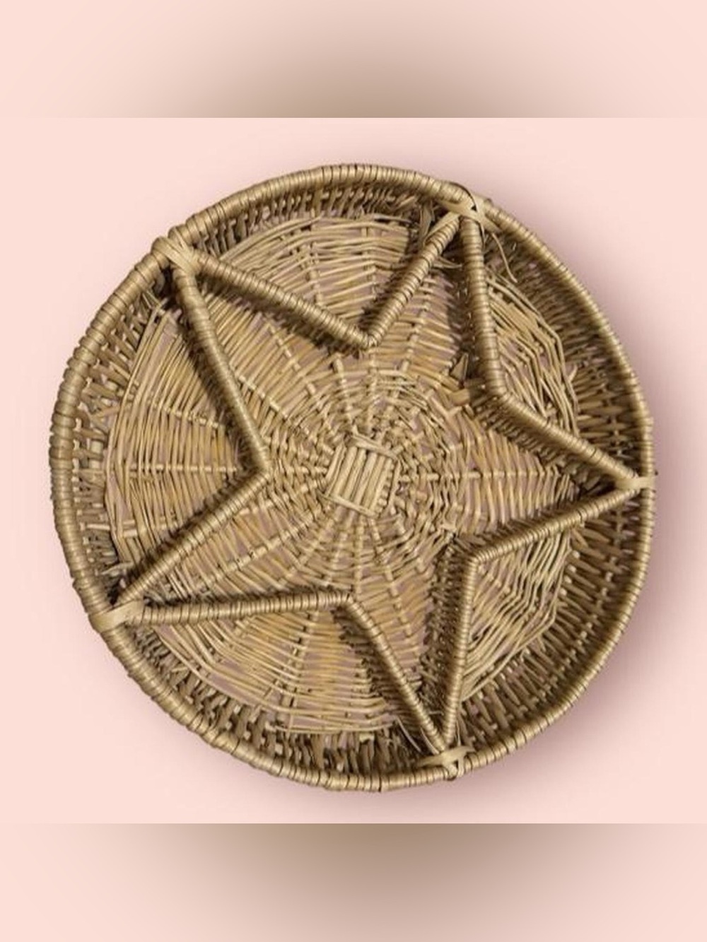 Wicker Star Weave Decorative Basket - Natural Brown